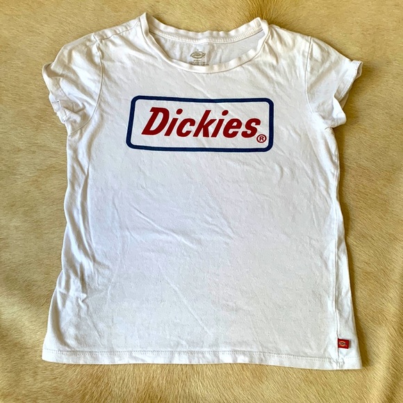 Dickies Tops - DICKIES White Blue & Red Logo T-Shirt